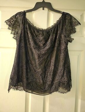 White House Black Market Black Lace Off-Shoulder Blouse